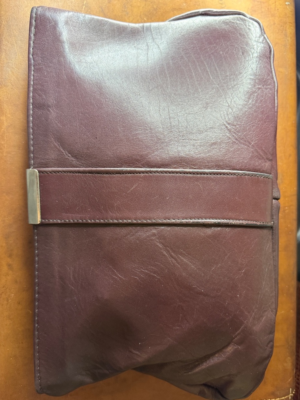 Vintage Leather Clutch - Burgundy